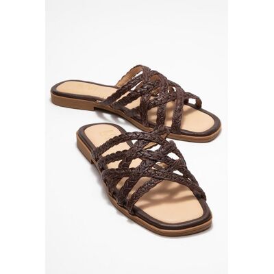 Forever & Always Alisha Leder Slide Sandale Braun EU 38 Forever & Always Alisha Leder Slide Sandale Braun EU 38