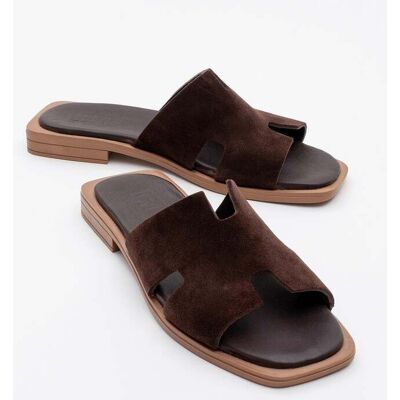 Forever & Always Jez Leder Slide Sandale (Women) Braun EU41 Forever & Always Jez Leder Slide Sandale (Women) Braun EU41
