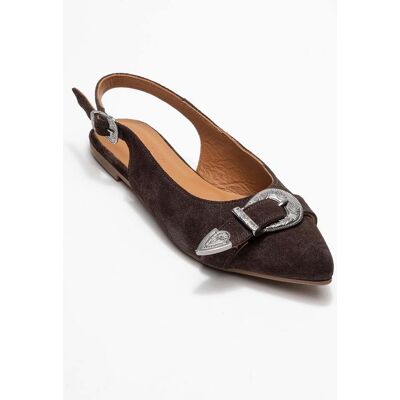 Forever & Always Cordelia Leder Spitz Zehenbereich Schnalle Sandale Braun EU 36 Forever & Always Cordelia Leder Spitz Zehenbereich Schnalle Sandale Braun EU 36