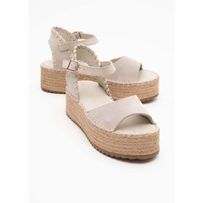 Forever & Always Serez Leder Plateau-Espadrilles Sandale (Damen) Beige US 39 Forever & Always Serez Leder Plateau-Espadrilles Sandale (Damen) Beige US 39