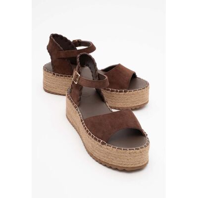 Forever & Always Serez Leder Plateau-Espadrilles Sandale (Damen) Braun EU40 Forever & Always Serez Leder Plateau-Espadrilles Sandale (Damen) Braun EU40