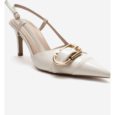 Prologue Noen Schnalle Spitzer Zehenbereich Stiletto Pumps Ekru EU 38 Prologue Noen Schnalle Spitzer Zehenbereich Stiletto Pumps Ekru EU 38