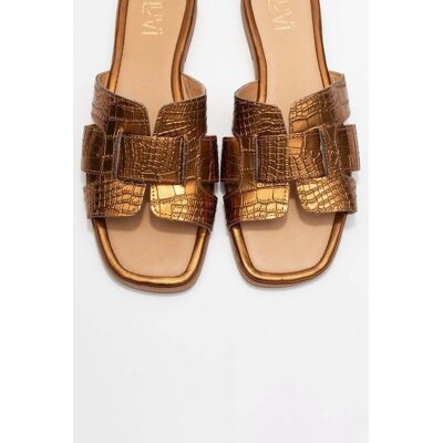 Forever & Always Notre Leder Slide Sandale Bronze EU 37 Forever & Always Notre Leder Slide Sandale Bronze EU 37