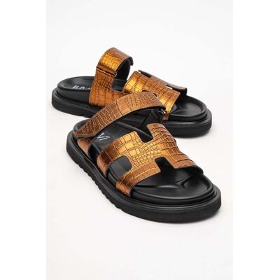 Forever & Always Loana Leder Slide Sandale Bronze EU41 Forever & Always Loana Leder Slide Sandale Bronze EU41