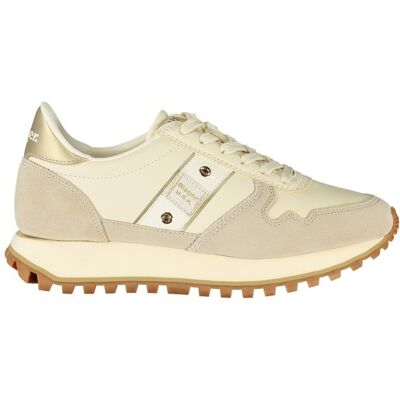 Blauer Beigefarbene Leder Sneakers für Frauen Beige US 39 Blauer Beigefarbene Leder Sneakers für Frauen Beige US 39