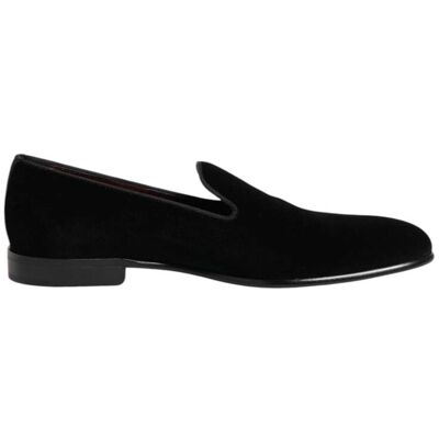 Dolce & Gabbana Schwarze Samt Slipper Herren Formelle Schuhe Schwarz US 39 Dolce & Gabbana Schwarze Samt Slipper Herren Formelle Schuhe Schwarz US 39