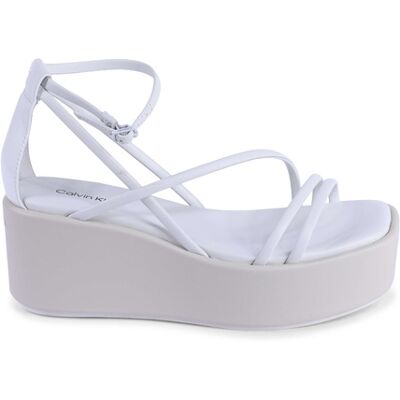 Calvin Klein Plattform Keil Sandalen Mehrfachriemen Weiß EU40 Calvin Klein Plattform Keil Sandalen Mehrfachriemen Weiß EU40