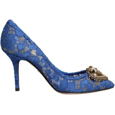 Dolce & Gabbana Blaue Taormina Spitze DEVOTION Pumps Schuhe Blau 35,5 EU/IT Dolce & Gabbana Blaue Taormina Spitze DEVOTION Pumps Schuhe Blau 35,5 EU/IT