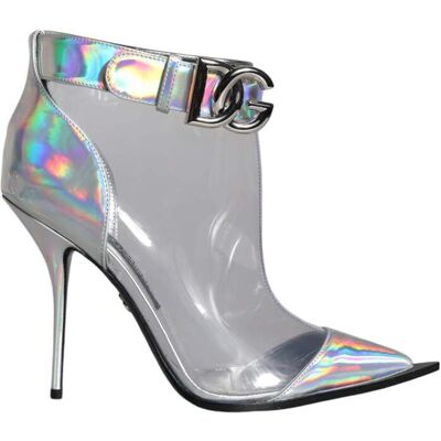 Dolce & Gabbana Silberner Irideszenter PVC Spitz Short Boots Schuhe Silber EU 37 Dolce & Gabbana Silberner Irideszenter PVC Spitz Short Boots Schuhe Silber EU 37