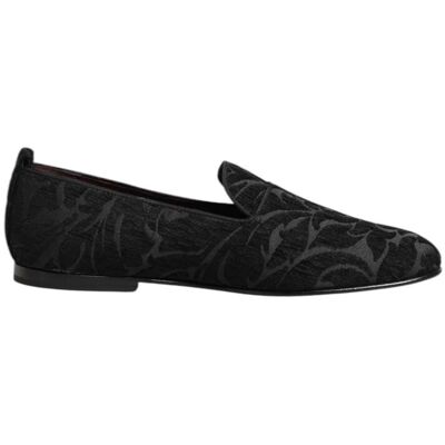 Dolce & Gabbana Schwarze Brokat Slipper Herrenanzugschuhe Schwarz 42,5 EU/IT Dolce & Gabbana Schwarze Brokat Slipper Herrenanzugschuhe Schwarz 42,5 EU/IT