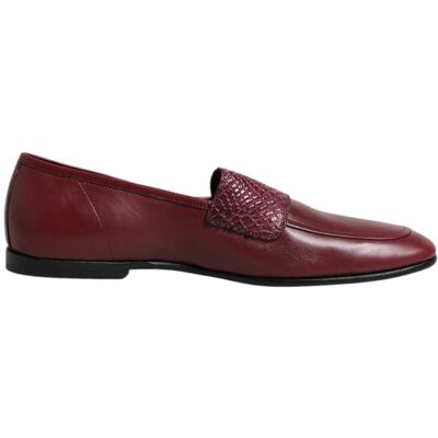 Dolce & Gabbana Bordeaux Kalbsleder Formelle Slipper Schuhe Burgund EU40 Dolce & Gabbana Bordeaux Kalbsleder Formelle Slipper Schuhe Burgund EU40