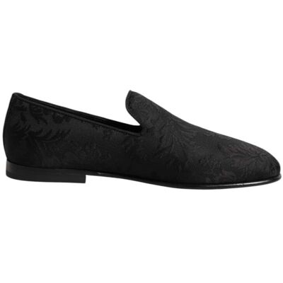 Dolce & Gabbana Schwarze Florale Brokat Slipper Herren Dress Schuhe Schwarz EU41 Dolce & Gabbana Schwarze Florale Brokat Slipper Herren Dress Schuhe Schwarz EU41