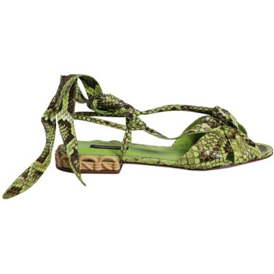Dolce & Gabbana Grüne Tierdruck Knöchelriemen Sandalen Schuhe Grün US 39 Dolce & Gabbana Grüne Tierdruck Knöchelriemen Sandalen Schuhe Grün US 39
