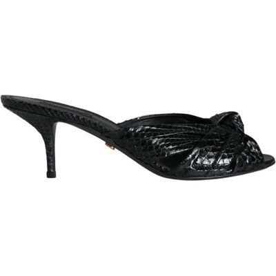 Dolce & Gabbana Schwarze Leder Absatzschuhe Sandalen Schwarz 38,5 EU/IT Dolce & Gabbana Schwarze Leder Absatzschuhe Sandalen Schwarz 38,5 EU/IT