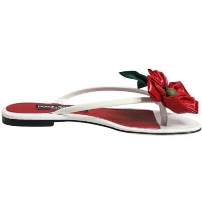 Dolce & Gabbana Rote Weiße KEIRA Blumen Leder Sandalen Schuhe Weiß EU 37 Dolce & Gabbana Rote Weiße KEIRA Blumen Leder Sandalen Schuhe Weiß EU 37