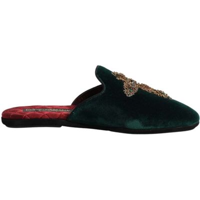 Dolce & Gabbana grüne Samt-Quasten verzierte Pantoletten Grün EU40 Dolce & Gabbana grüne Samt-Quasten verzierte Pantoletten Grün EU40
