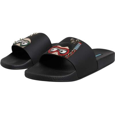 Dolce & Gabbana Schwarze Divers Leder Ballerinas Sandalen Strandmode Schuhe Schwarz EU46 Dolce & Gabbana Schwarze Divers Leder Ballerinas Sandalen Strandmode Schuhe Schwarz EU46