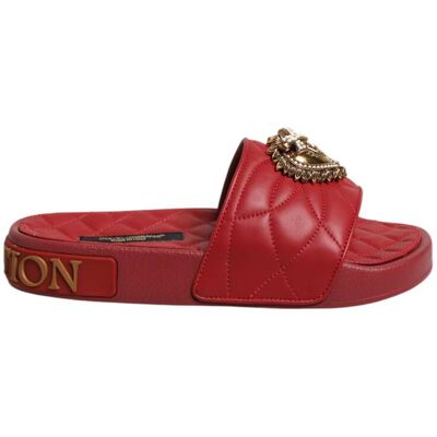 Dolce & Gabbana Rote Hingabe Matelassé Leder-Sandalen Rot EU35 Dolce & Gabbana Rote Hingabe Matelassé Leder-Sandalen Rot EU35