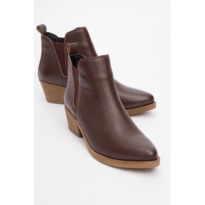 Forever & Always Dovena Leder Blockabsatz Stiefelette (Damen) Braun EU 36 Forever & Always Dovena Leder Blockabsatz Stiefelette (Damen) Braun EU 36