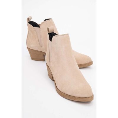 Forever & Always Dovena Leder Blockabsatz Stiefelette (Damen) Beige EU41 Forever & Always Dovena Leder Blockabsatz Stiefelette (Damen) Beige EU41