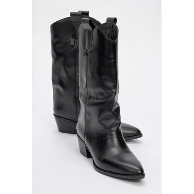 Forever & Always Teodora Leder Blockabsatz Stiefel (Damen) Schwarz EU 38 Forever & Always Teodora Leder Blockabsatz Stiefel (Damen) Schwarz EU 38