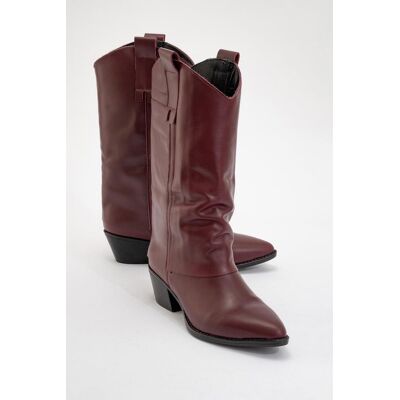 Forever & Always Teodora Leder Blockabsatz Stiefel (Damen) Burgund EU 37 Forever & Always Teodora Leder Blockabsatz Stiefel (Damen) Burgund EU 37