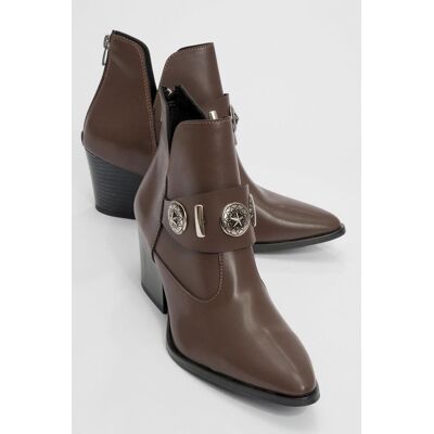 Prologue Kenda Schnalle Blockabsatz Stiefel Braun EU 38 Prologue Kenda Schnalle Blockabsatz Stiefel Braun EU 38