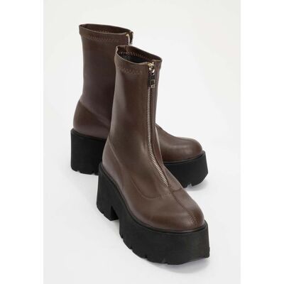 Prologue Ovil Plateau-Reißverschlussstiefel (Damen) Braun EU 38 Prologue Ovil Plateau-Reißverschlussstiefel (Damen) Braun EU 38
