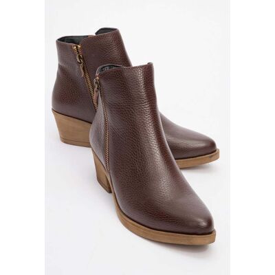 Forever & Always Jayer Leder Doppelreißverschluss Blockabsatz Stiefel (Damen) Braun EU 36 Forever & Always Jayer Leder Doppelreißverschluss Blockabsatz Stiefel (Damen) Braun EU 36