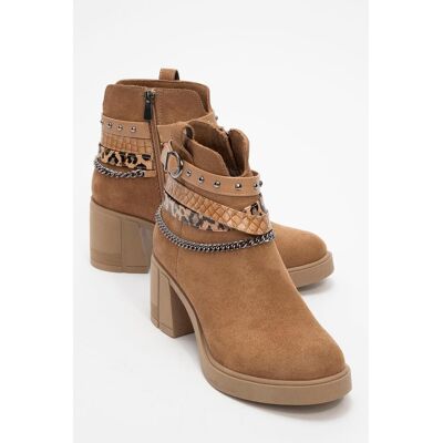 Prologue Boliva Schnalle Kette Blockabsatz Stiefel (Damen) Braun EU 36 Prologue Boliva Schnalle Kette Blockabsatz Stiefel (Damen) Braun EU 36