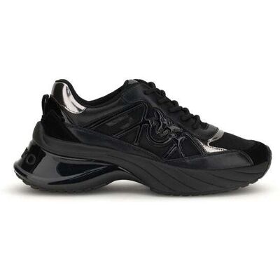 PINKO Schwarze Kalbsleder Bos Taurus Chunky Sneakers Schwarz EU 38 PINKO Schwarze Kalbsleder Bos Taurus Chunky Sneakers Schwarz EU 38