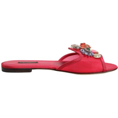 Dolce & Gabbana Rote Verzierte Ballerinas Slip-On Sandalen Schuhe Rot EU 37 Dolce & Gabbana Rote Verzierte Ballerinas Slip-On Sandalen Schuhe Rot EU 37