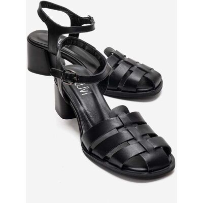 Forever & Always Devora Leder Blockabsatz Sandale Schwarz EU 38 Forever & Always Devora Leder Blockabsatz Sandale Schwarz EU 38