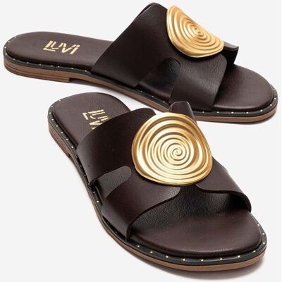 Forever & Always Nolita Leder-Slide-Sandale Braun US 39 Forever & Always Nolita Leder-Slide-Sandale Braun US 39