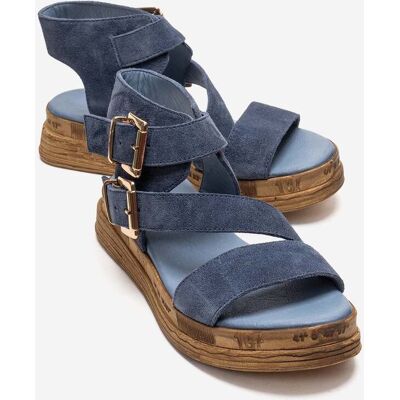 Forever & Always Lorentis Leder Doppelschnallen Sandale Blau US 39 Forever & Always Lorentis Leder Doppelschnallen Sandale Blau US 39