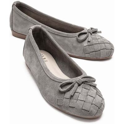 Forever & Always Nopos Leder Cap-Toe Ballerina Grau US 39 Forever & Always Nopos Leder Cap-Toe Ballerina Grau US 39