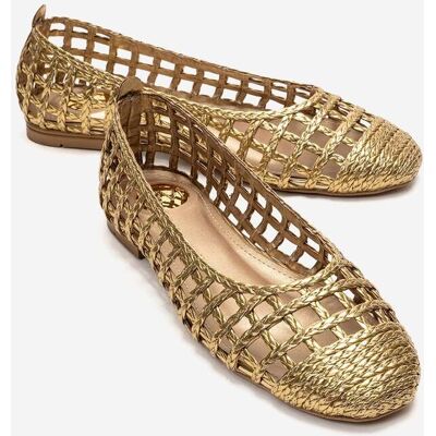 Prologue Elvaris Geflochtener Ballerina Gold EU 36 Prologue Elvaris Geflochtener Ballerina Gold EU 36