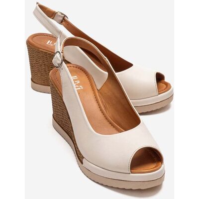 Forever & Always Helina Leder-Keilsandale Creme US 39 Forever & Always Helina Leder-Keilsandale Creme US 39