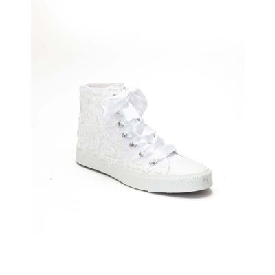 Forever & Always Isolde Schnürer Hoher Braut-Sneaker Elfenbein EU42 Forever & Always Isolde Schnürer Hoher Braut-Sneaker Elfenbein EU42