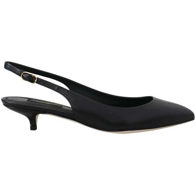 Dolce & Gabbana Schwarze Leder Slingback High Heels Pumps Schuhe Schwarz EU 36 Dolce & Gabbana Schwarze Leder Slingback High Heels Pumps Schuhe Schwarz EU 36