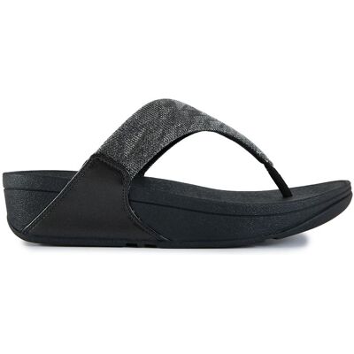 Fitflop Lulu Glitz Zehensteg Sandalen - Schwarz Grau Fitflop Lulu Glitz Zehensteg Sandalen - Schwarz Grau