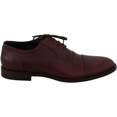 Dolce & Gabbana Rote Bordeaux-Leder Derby-Halbschuhe Wein EU40 Dolce & Gabbana Rote Bordeaux-Leder Derby-Halbschuhe Wein EU40