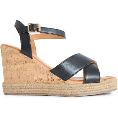 Sole Ldn Brita Wedge Sandalen Schwarz EU 39/UK 6 Sole Ldn Brita Wedge Sandalen Schwarz EU 39/UK 6