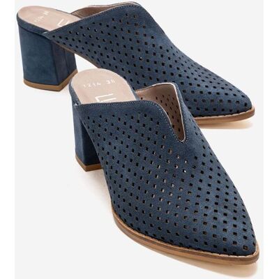 Forever & Always Toen Leder Blockabsatz Pantolette Blau EU 38 Forever & Always Toen Leder Blockabsatz Pantolette Blau EU 38
