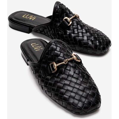 Forever & Always Senia Leder Gewebter Pantolette Schwarz EU40 Forever & Always Senia Leder Gewebter Pantolette Schwarz EU40