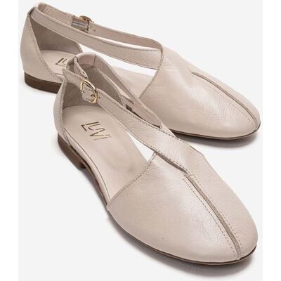 Forever & Always Fable Leder Ballerina mit Seitlichem Ausschnitt Beige EU 37 Forever & Always Fable Leder Ballerina mit Seitlichem Ausschnitt Beige EU 37