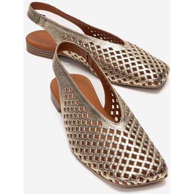 Forever & Always Delizia Leder-Slingback-Schuh Gold EU 36 Forever & Always Delizia Leder-Slingback-Schuh Gold EU 36