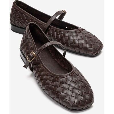 Forever & Always Yevora Leder Geflochtener Riemen Ballerina Braun EU 36 Forever & Always Yevora Leder Geflochtener Riemen Ballerina Braun EU 36