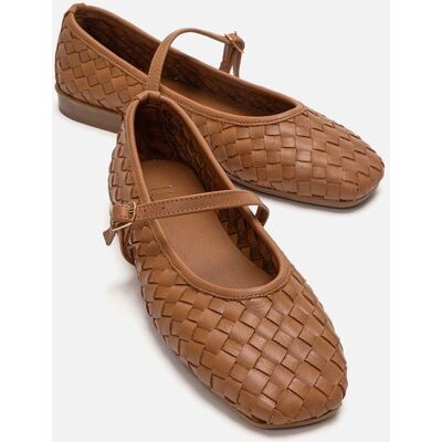 Forever & Always Yevora Leder Geflochtener Riemen Ballerina Braun EU 36 Forever & Always Yevora Leder Geflochtener Riemen Ballerina Braun EU 36