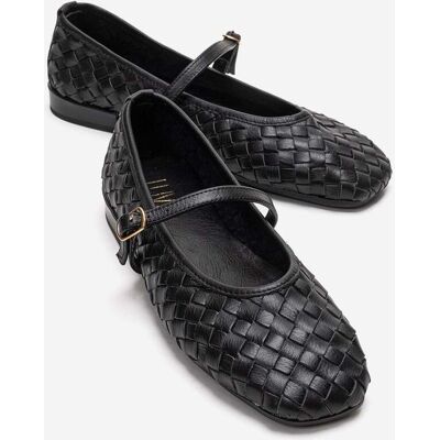 Forever & Always Yevora Leder Geflochtener Riemen Ballerina Schwarz US 39 Forever & Always Yevora Leder Geflochtener Riemen Ballerina Schwarz US 39